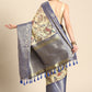 Beige Munga Silk Digital Print Kalamkari Saree with Unstitched Blouse - Hiral Fashion | Swadesiicart