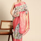 Beige Munga Silk Digital Print Kalamkari Saree with Unstitched Blouse - Hiral Fashion | Swadesiicart