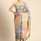 Gray Munga Silk Digital Print Kalamkari Saree with Unstitched Blouse - Hiral Fashion | Swadesiicart