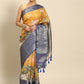 Mustard Munga Silk Digital Print Animal Print Saree with Unstitched Blouse - Hiral Fashion | Swadesiicart