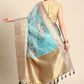 Turquoise Munga Silk Digital Print Animal Print Saree with Unstitched Blouse - Hiral Fashion | Swadesiicart