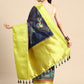 Navy Blue Munga Silk Digital Print Animal Print Saree with Unstitched Blouse - Hiral Fashion | Swadesiicart