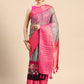 Gray Munga Silk Digital Print Bandhani Saree with Unstitched Blouse - Hiral Fashion | Swadesiicart