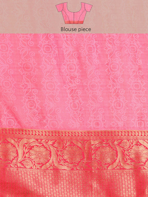 Gray Munga Silk Digital Print Bandhani Saree with Unstitched Blouse - Hiral Fashion | Swadesiicart