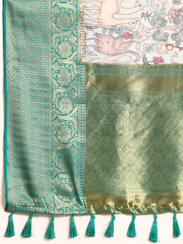 Gray Munga Silk Digital Print Animal Print Saree with Unstitched Blouse - Hiral Fashion | Swadesiicart