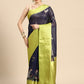 Navy Blue Munga Silk Digital Print Animal Print Saree with Unstitched Blouse - Hiral Fashion | Swadesiicart