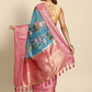Turquoise Munga Silk Digital Print Floral Saree with Unstitched Blouse - Hiral Fashion | Swadesiicart