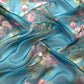 Turquoise Munga Silk Digital Print Floral Saree with Unstitched Blouse - Hiral Fashion | Swadesiicart