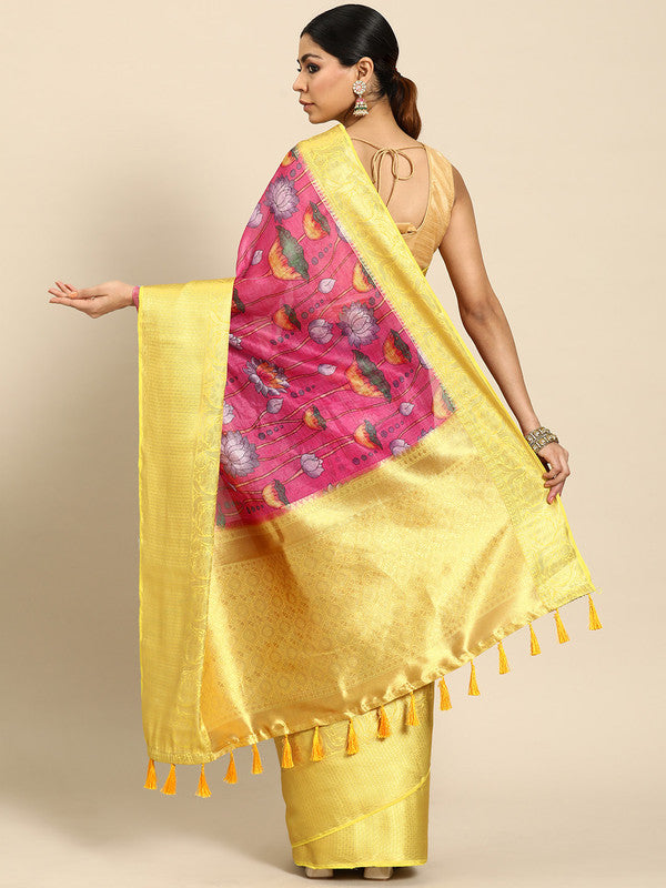 Pink Munga Silk Digital Print Animal Print Saree with Unstitched Blouse - Hiral Fashion | Swadesiicart