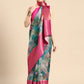 Multicolor Munga Silk Digital Print Floral Saree with Unstitched Blouse - Hiral Fashion | Swadesiicart