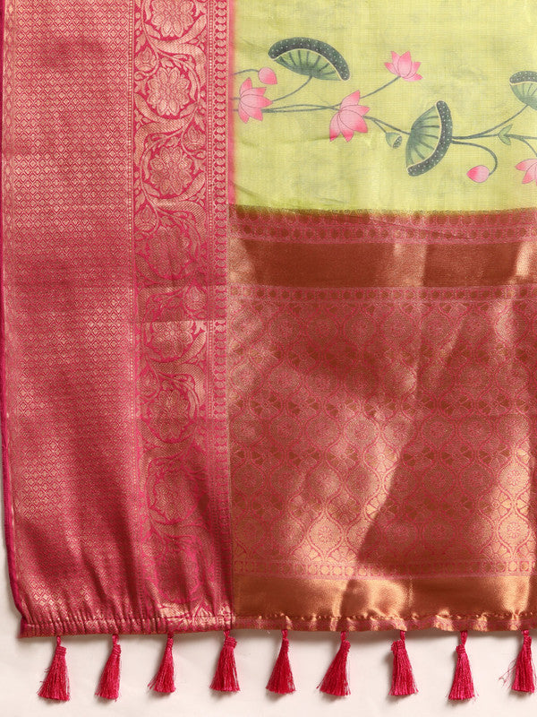 Olive Munga Silk Digital Print Animal Print Saree with Unstitched Blouse - Hiral Fashion | Swadesiicart