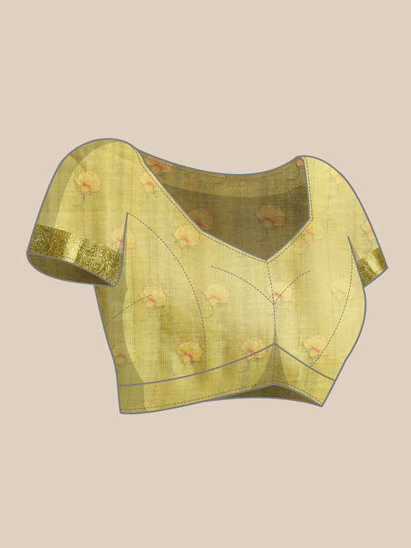 Olive Munga Silk Digital Print Animal Print Saree with Unstitched Blouse - Hiral Fashion | Swadesiicart