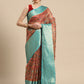 Peach Munga Silk Digital Print Floral Saree with Unstitched Blouse - Hiral Fashion | Swadesiicart