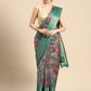 Gray Munga Silk Digital Print Floral Saree with Unstitched Blouse - Hiral Fashion | Swadesiicart