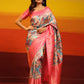 Pink Silk Blend Woven Zari Design Floral Saree with Unstitched Blouse - Hiral Fashion | Swadesiicart
