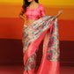 Pink Silk Blend Woven Zari Design Floral Saree with Unstitched Blouse - Hiral Fashion | Swadesiicart
