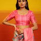 Pink Silk Blend Woven Zari Design Floral Saree with Unstitched Blouse - Hiral Fashion | Swadesiicart