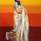 Gray Silk Blend Woven Zari Design Floral Saree with Unstitched Blouse - Hiral Fashion | Swadesiicart