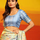 Gray Silk Blend Woven Zari Design Floral Saree with Unstitched Blouse - Hiral Fashion | Swadesiicart