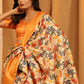 Orange Silk Blend Woven Zari Design Floral Saree with Unstitched Blouse - Hiral Fashion | Swadesiicart