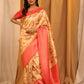 Red Silk Blend Woven Zari Design Floral Saree with Unstitched Blouse - Hiral Fashion | Swadesiicart