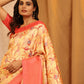 Red Silk Blend Woven Zari Design Floral Saree with Unstitched Blouse - Hiral Fashion | Swadesiicart