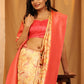 Red Silk Blend Woven Zari Design Floral Saree with Unstitched Blouse - Hiral Fashion | Swadesiicart