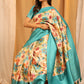 Turquoise Silk Blend Woven Zari Design Floral Saree with Unstitched Blouse - Hiral Fashion | Swadesiicart