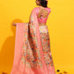 Pink Silk Blend Woven Zari Design Floral Saree with Unstitched Blouse - Hiral Fashion | Swadesiicart