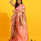 Pink Silk Blend Woven Zari Design Floral Saree with Unstitched Blouse - Hiral Fashion | Swadesiicart