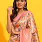 Pink Silk Blend Woven Zari Design Floral Saree with Unstitched Blouse - Hiral Fashion | Swadesiicart
