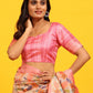 Pink Silk Blend Woven Zari Design Floral Saree with Unstitched Blouse - Hiral Fashion | Swadesiicart