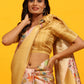 Yellow Silk Blend Woven Zari Design Floral Saree with Unstitched Blouse - Hiral Fashion | Swadesiicart