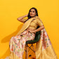 Yellow Silk Blend Woven Zari Design Floral Saree with Unstitched Blouse - Hiral Fashion | Swadesiicart