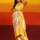 Yellow Silk Blend Woven Zari Design Floral Saree with Unstitched Blouse - Hiral Fashion | Swadesiicart