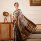 Hiral Fashion Beige Kanjivaram Soft Silk Floral Digital Print Saree | Swadesiicart