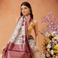 Hiral Fashion Grey Kanjeevaram Banarasi Silk Floral Digital Printed Saree | Swadesiicart