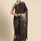 Brown Kanchipuram Silk Digital Print Floral Saree with Unstitched Blouse - Hiral Fashion | Swadesiicart