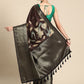 Brown Kanchipuram Silk Digital Print Floral Saree with Unstitched Blouse - Hiral Fashion | Swadesiicart