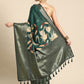 Green Kanchipuram Silk Digital Print Floral Saree with Unstitched Blouse - Hiral Fashion | Swadesiicart
