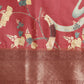 Red Kanchipuram Silk Digital Print Floral Saree with Unstitched Blouse - Hiral Fashion | Swadesiicart