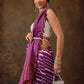 Lavender Silk Blend Digital Print Striped Saree with Unstitched Blouse - Hiral Fashion | Swadesiicart