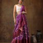 Lavender Silk Blend Digital Print Striped Saree with Unstitched Blouse - Hiral Fashion | Swadesiicart