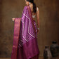 Lavender Silk Blend Digital Print Striped Saree with Unstitched Blouse - Hiral Fashion | Swadesiicart