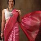 Pink Silk Blend Digital Print Striped Saree with Unstitched Blouse - Hiral Fashion | Swadesiicart