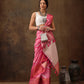 Pink Silk Blend Digital Print Striped Saree with Unstitched Blouse - Hiral Fashion | Swadesiicart