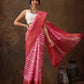 Pink Silk Blend Digital Print Striped Saree with Unstitched Blouse - Hiral Fashion | Swadesiicart