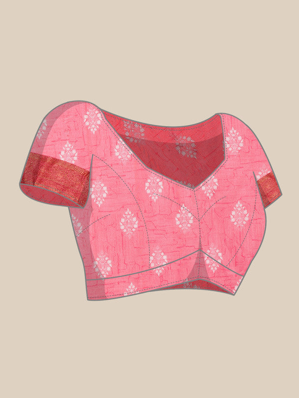 Pink Silk Blend Digital Print Striped Saree with Unstitched Blouse - Hiral Fashion | Swadesiicart