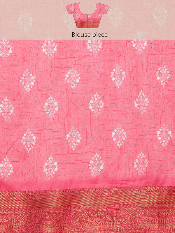 Pink Silk Blend Digital Print Striped Saree with Unstitched Blouse - Hiral Fashion | Swadesiicart