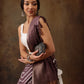 Purple Silk Blend Digital Print Striped Saree with Unstitched Blouse - Hiral Fashion | Swadesiicart